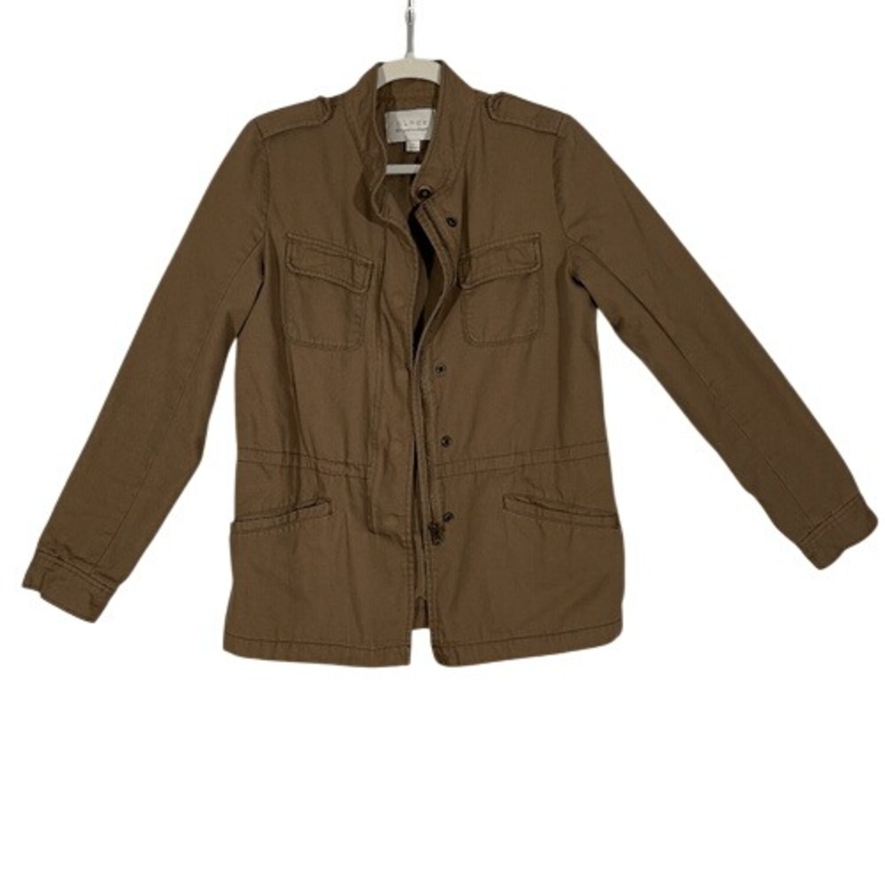 Hinge Cotton Utility Jacket Army Brown Drawstring Pockets Size‎ S